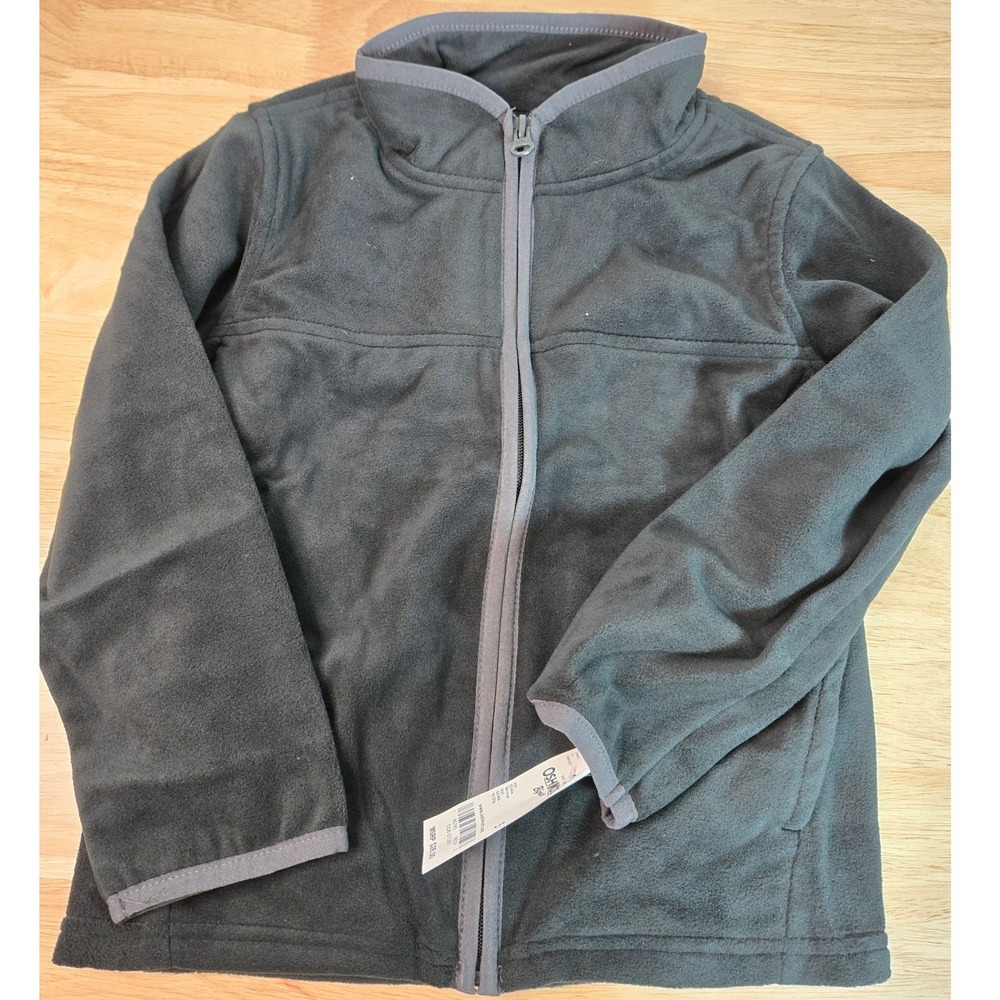 OshKosh Bgosh Boys Charcoal Gray Full Zip Fleece Jacket Size 5 NWT